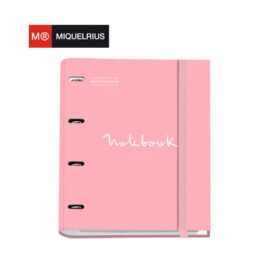 Ντοσιέ Miquelrius Α4 με 4 Κρίκους και Λάστιχο Emotions Pink και Μπλοκ 100 φύλλων