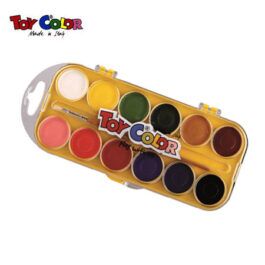 Νερομπογιές Toy Color Με Πινέλο Πλαστικό 12 Χρώματα